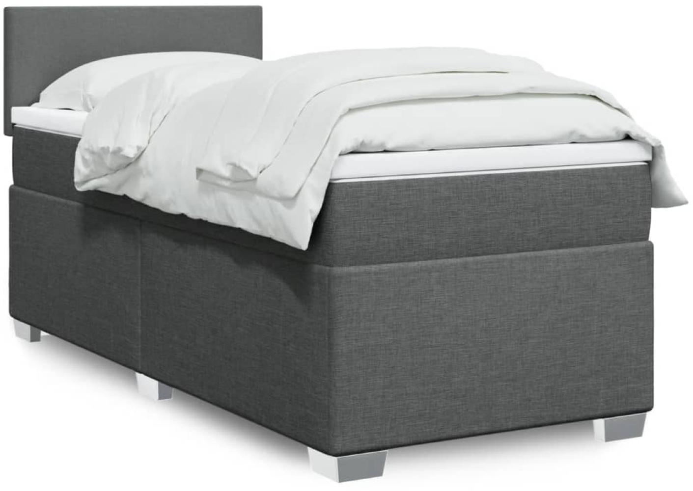 vidaXL Boxspringbett mit Matratze Dunkelgrau 90x200 cm Stoff 3288065 Bild 1