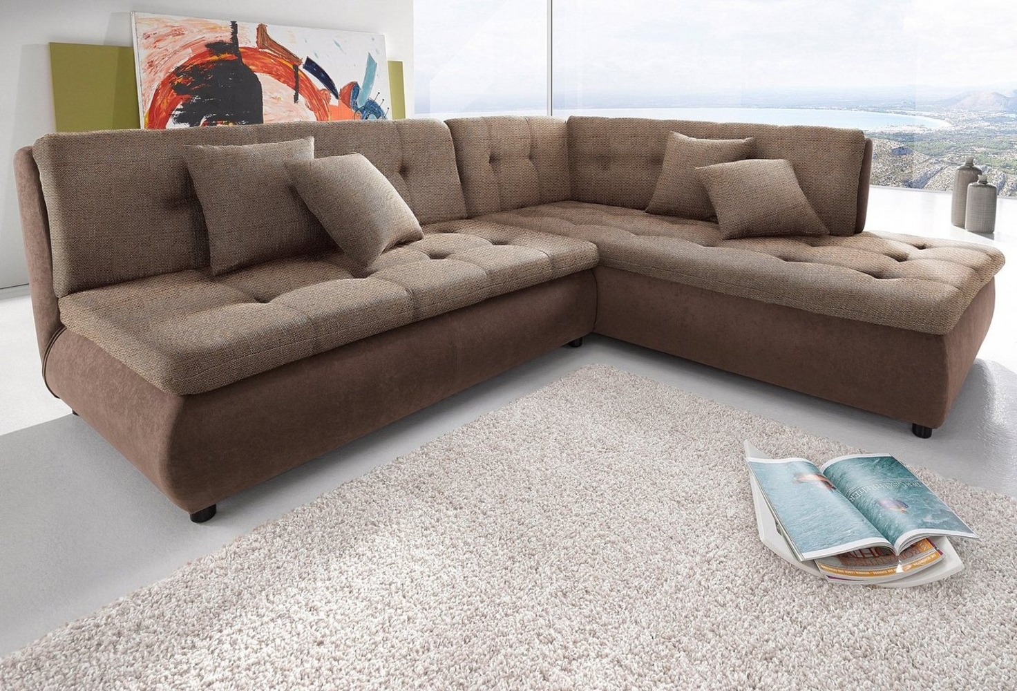 Trends by HG Ecksofa Pool L-Form, wahlweise mit Bettfunktion, frei im Raum stellbar Bild 1