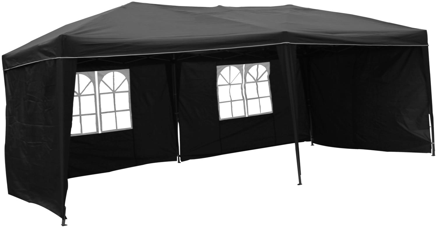 XXL Alu Faltpavillon 6x3m Gartenpavillon Gartenzelt Partyzelt Wasserdicht Schwarz Bild 1