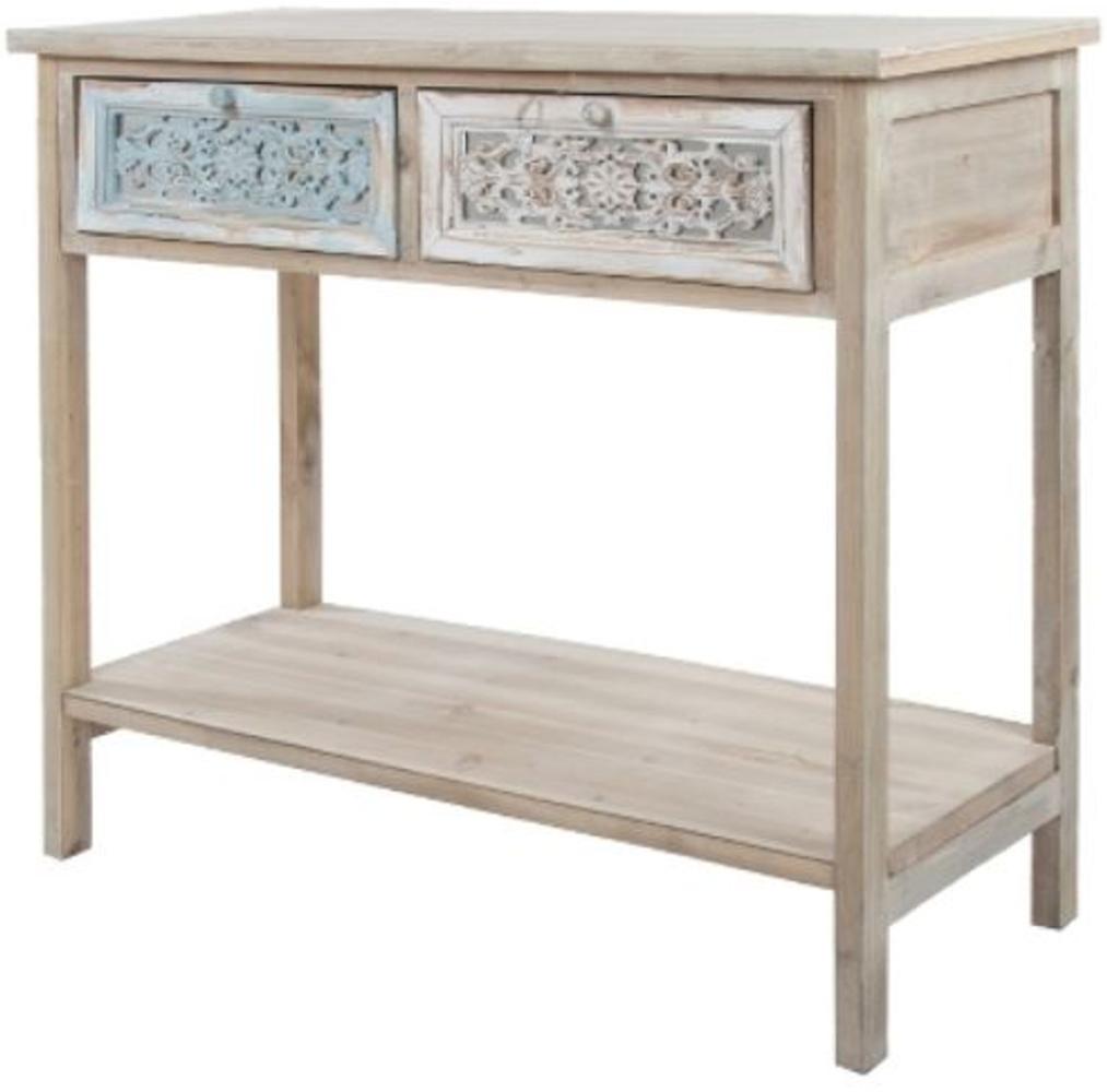 Casa Padrino Landhausstil Konsole Antik Weiß / Naturfarben 85 x 37 x H. 77 cm - Handgefertigter Shabby Chic Konsolentisch mit 2 Schubladen Bild 1