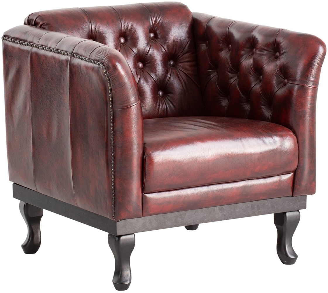 Sessel Chesterfield Dover, Echtleder rot Bild 1