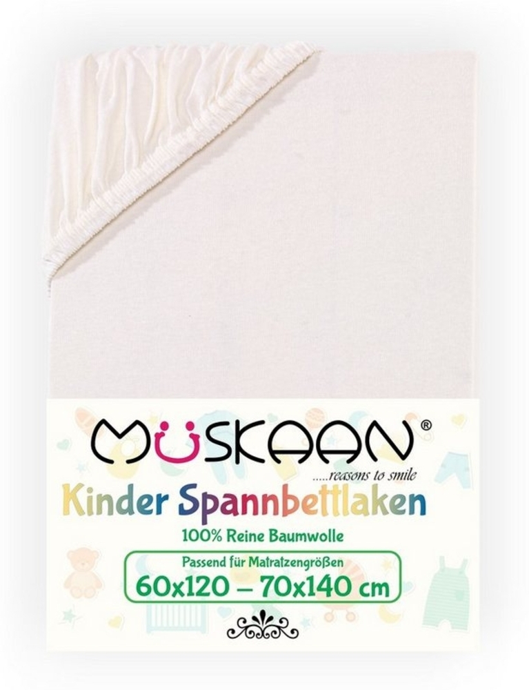 Müskaan Spannbettlaken Kinder Spannbetttuch 60x120 - 70x140 cm Bettlaken Tuch 100% Baumwolle, Jersey, Gummizug: Rundumgummizug, Matratzen Bezug bis 12cm Matratzenhöhe Bild 1