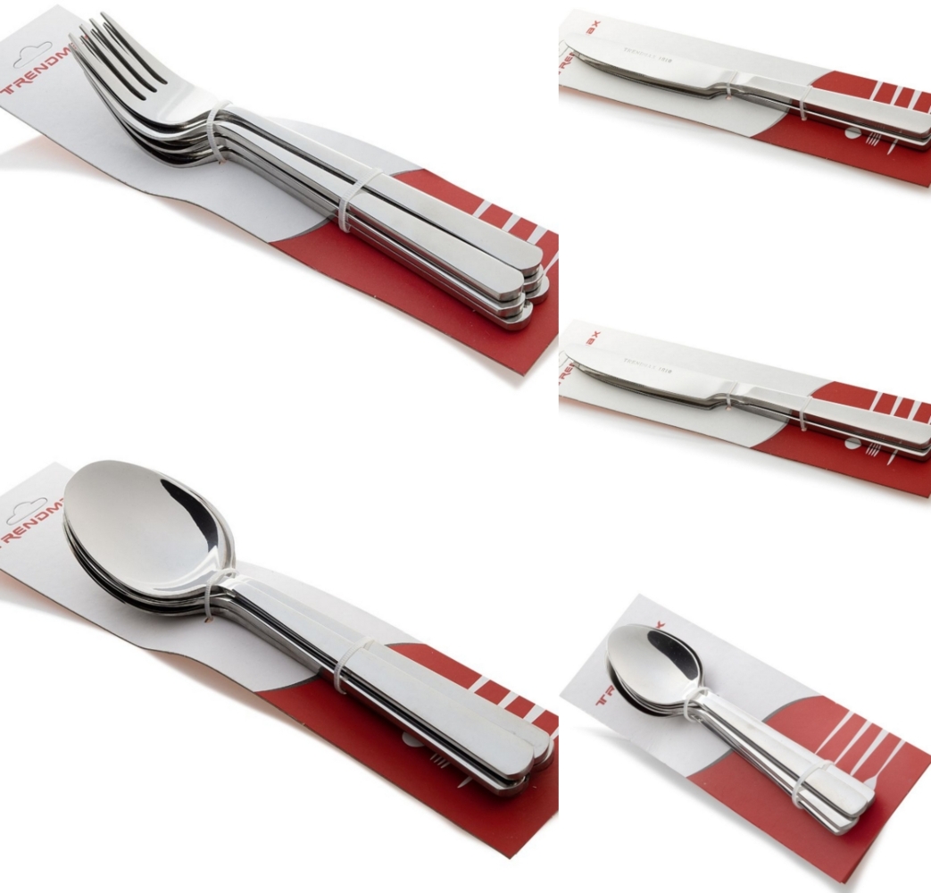 6x Trendmax "Esslöffel" Besteck Menübesteck Edelstahl Silber Gabel Löffel Messer Teelöffel Silber Glänzend Bild 1