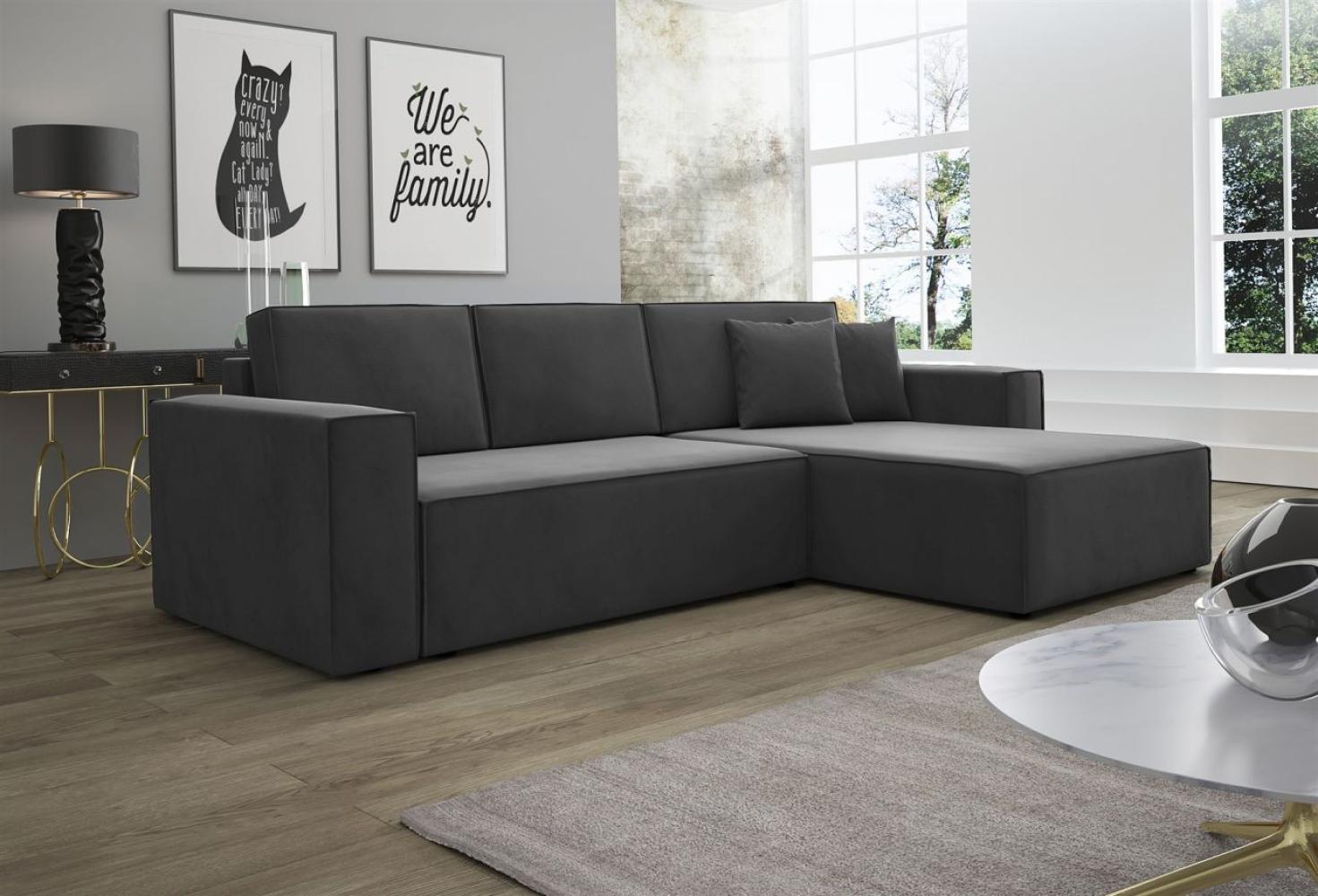 Ecksofa Schlafsofa Sofa CONOR Stoff Kronos Steel Morengo Ottomane Rechts Bild 1