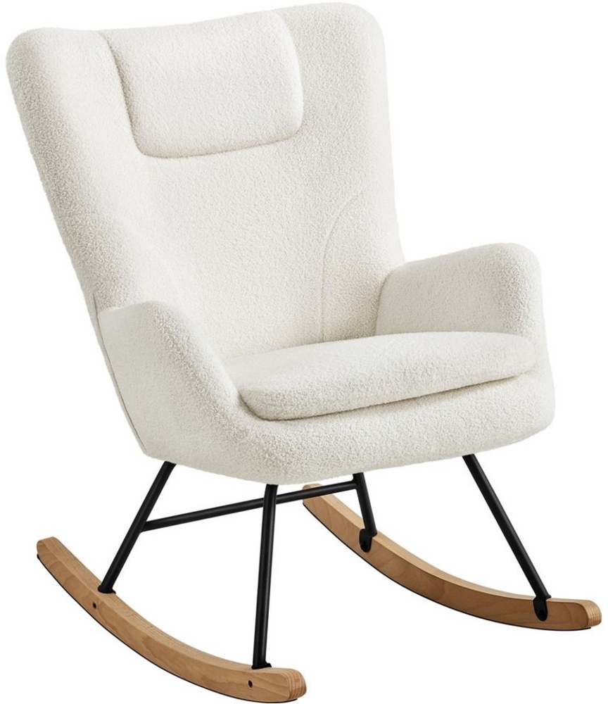 Yaheetech Schaukelstuhl Schaukelsessel in Teddyfell-Optik, Relaxsessel Loungesessel Ohrensessel mit Klappbarer Rückenlehne Bild 1
