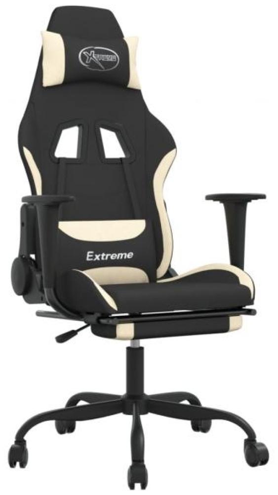 vidaXL Gaming-Stuhl mit Massage & Fußstütze Schwarz und Creme Stoff 345480 Bild 1