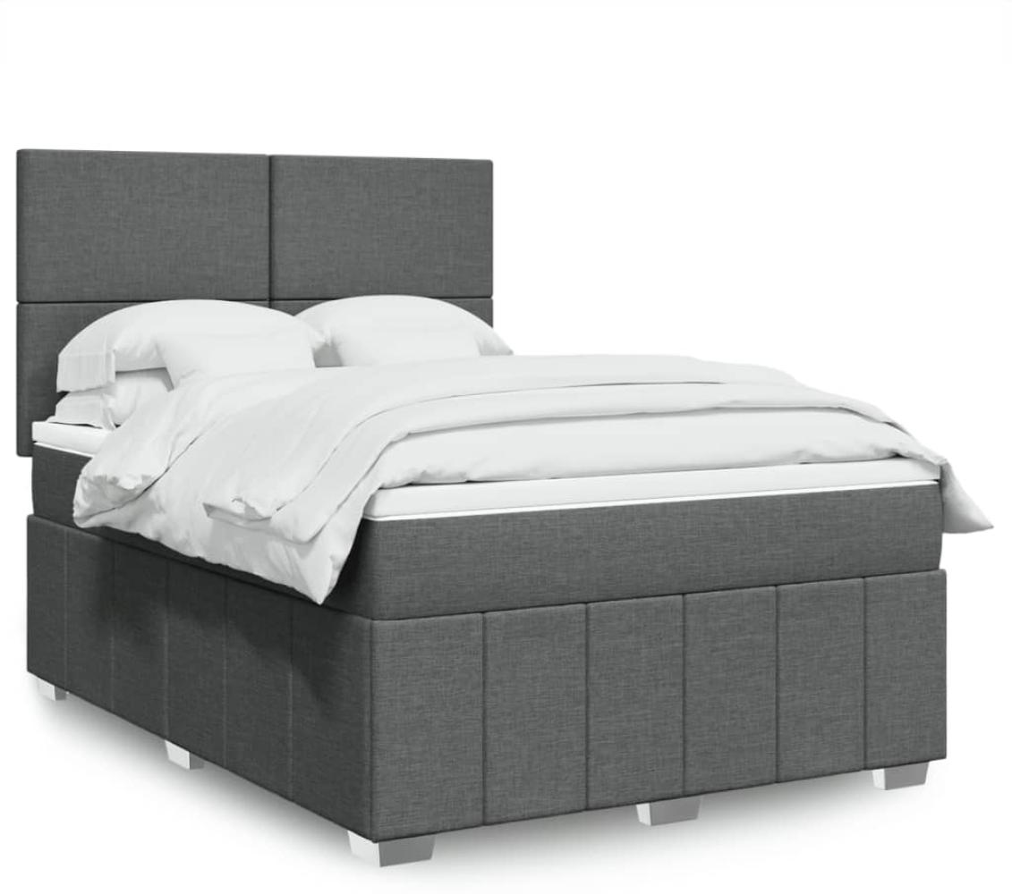 vidaXL Boxspringbett mit Matratze Dunkelgrau 140x200 cm Stoff 3291685 Bild 1