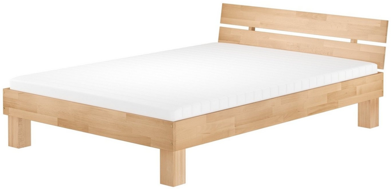 ERST-HOLZ Bett Doppelbett 160x200 Buche natur mit Rollrost + Matratze, Buchefarblos lackiert Bild 1