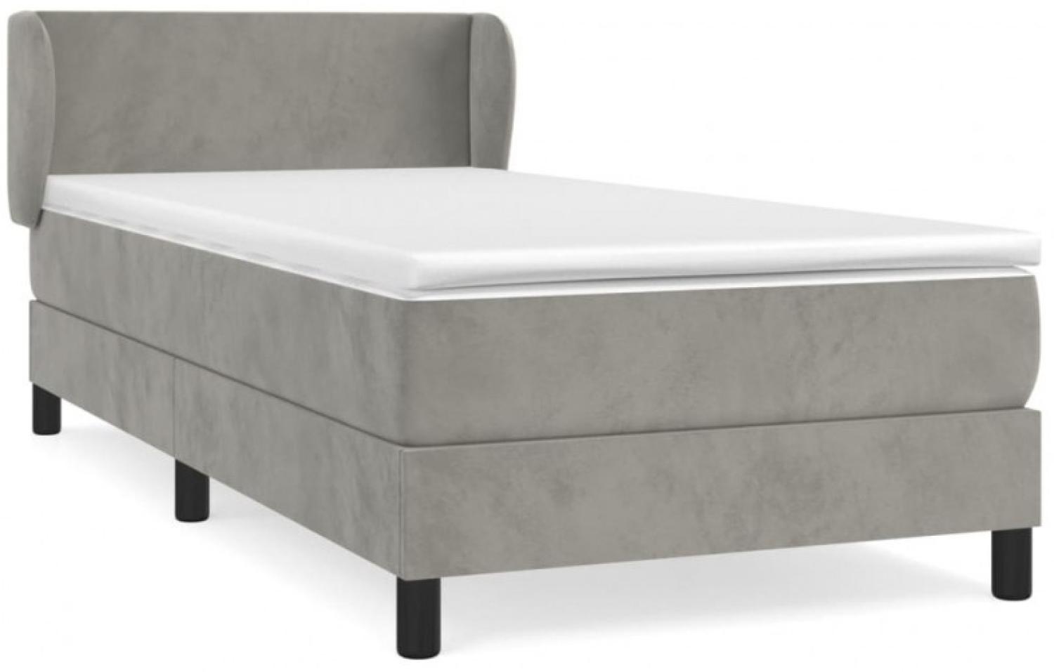 vidaXL Boxspringbett mit Matratze Hellgrau 80x200 cm Samt, Härtegrad: H2 [3127337] Bild 1