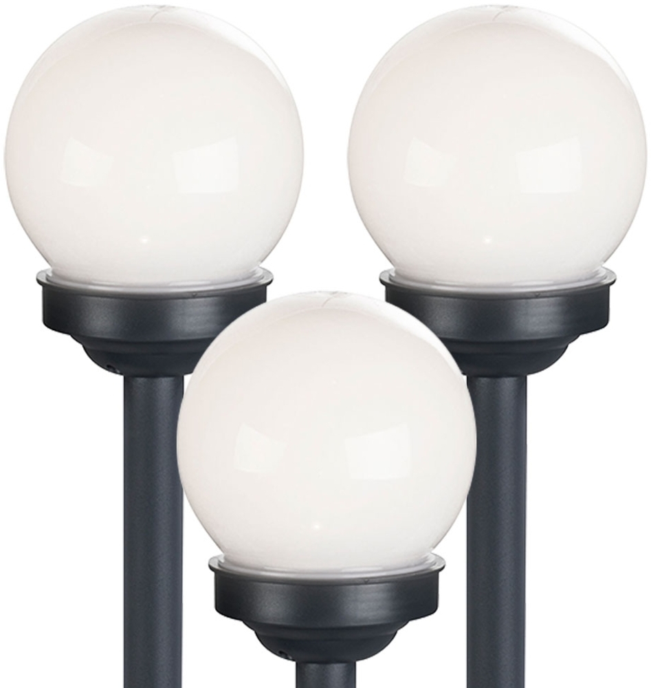 3er Set LED Solarkugel weiß, Erdspieß, DxH 10x38 cm Bild 1