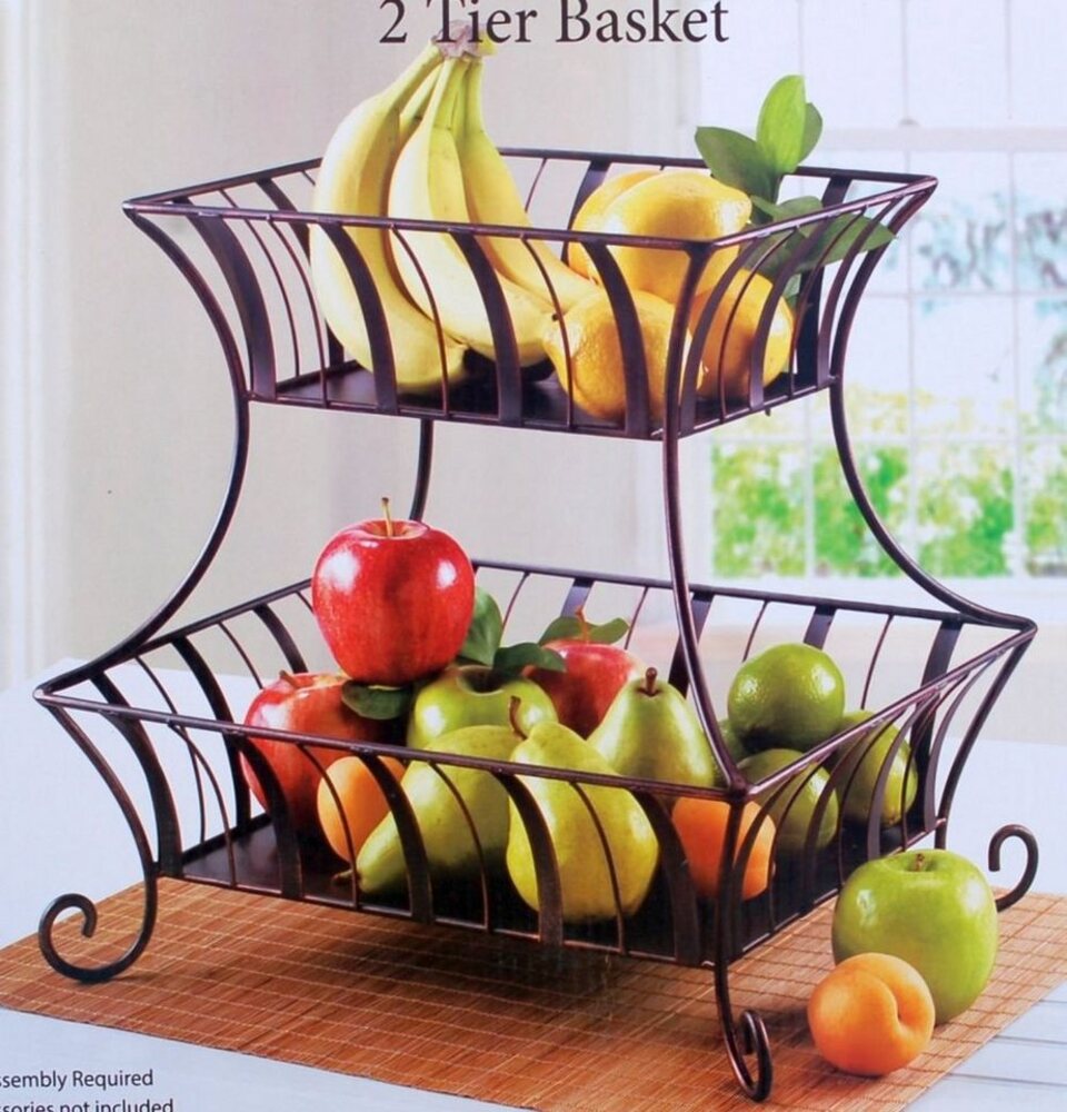 sesua Obstschale Obstkorb Obstschale Badregal Aufbewahrung Etagere Metall 2stöckig Bild 1