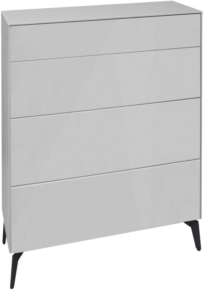 Kommode Elfi 82x42x104 Hochglanz Kreidegrau/Glas Kreidegrau 14797-mf Bild 1