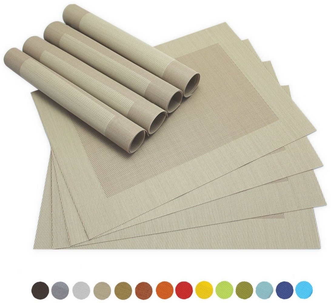 matches21 HOME & HOBBY Platzset Tischsets BORDA 8er Set Beige als Tischuntersetzer, (8-St), Abwaschbare Platzsets als Tischunterlagen für Ess-Tisch Tisch-Deko Bild 1