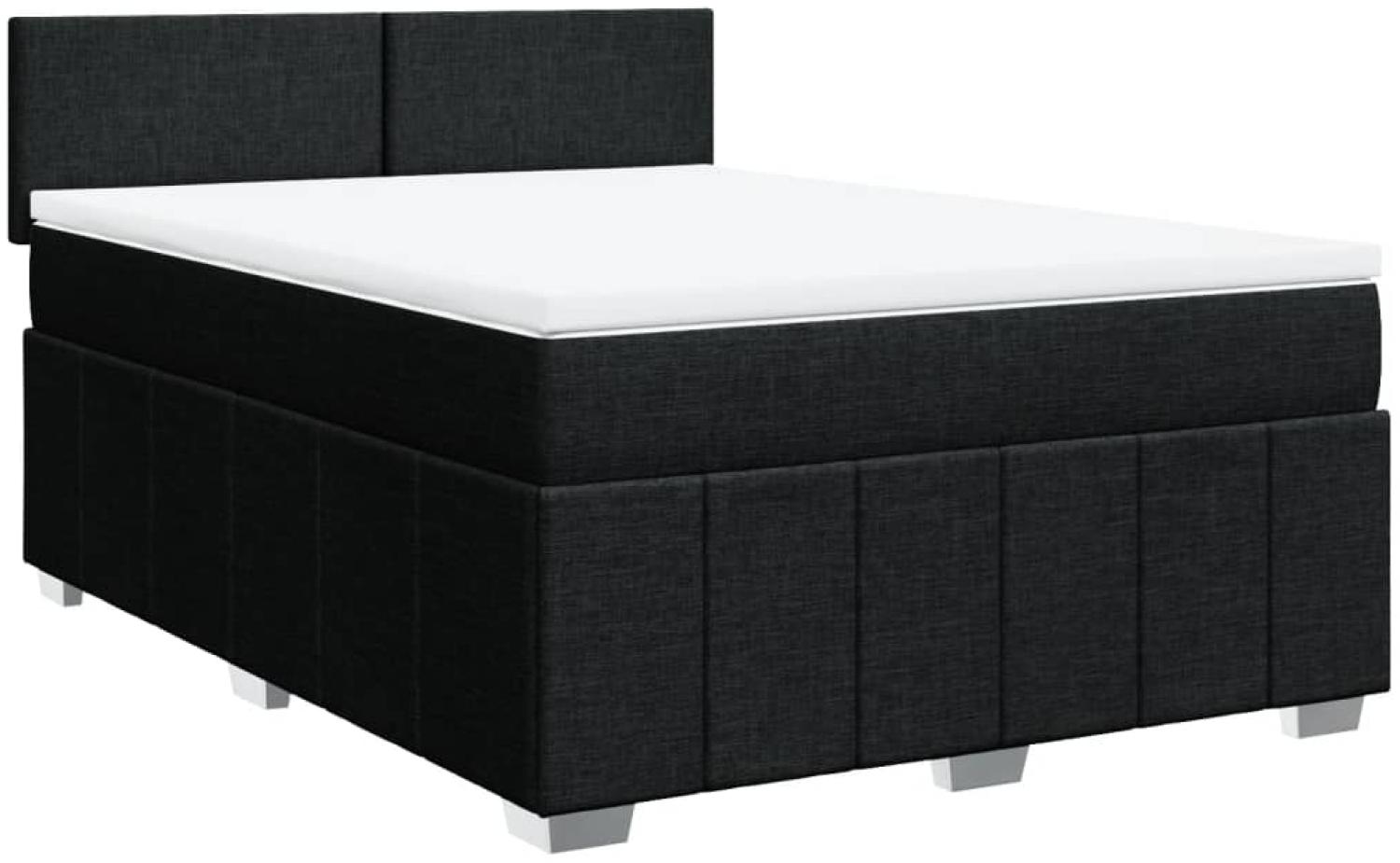 vidaXL Boxspringbett mit Matratze Schwarz 140x200 cm Stoff 3287086 Bild 1