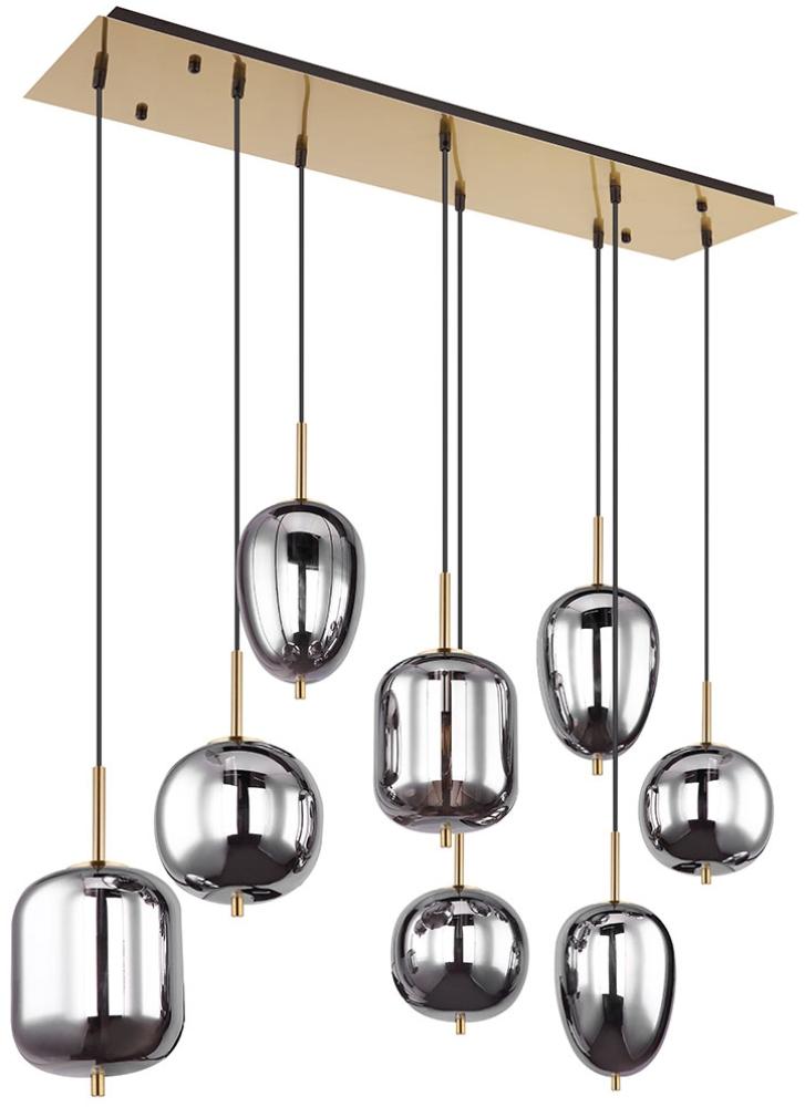 LED Pendelleuchte, Glas rauchfarben, schwarz, H 120 cm Bild 1