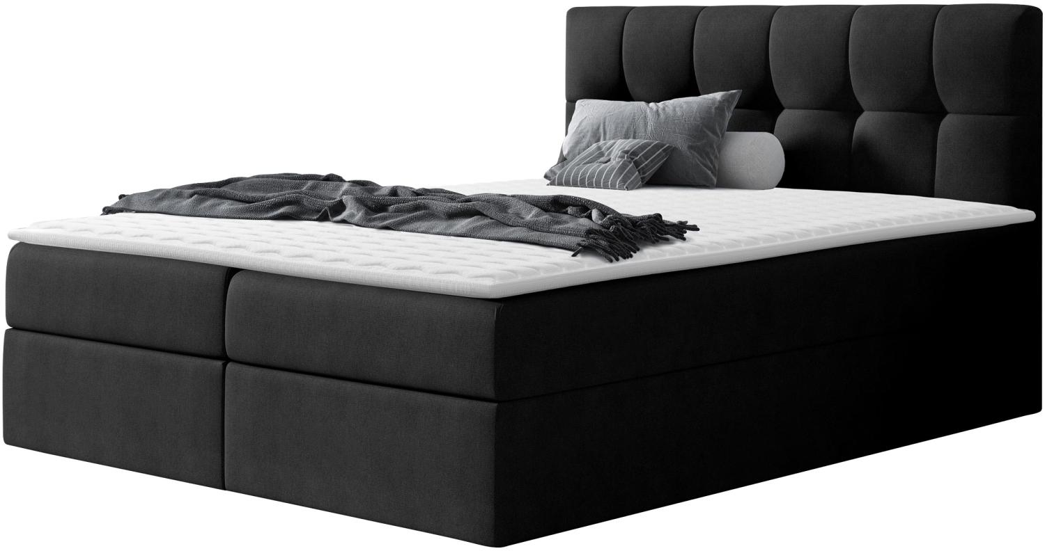 Boxspringbett Cleofas , Schwarz, 200 x 200 cm, Webstoff Bild 1