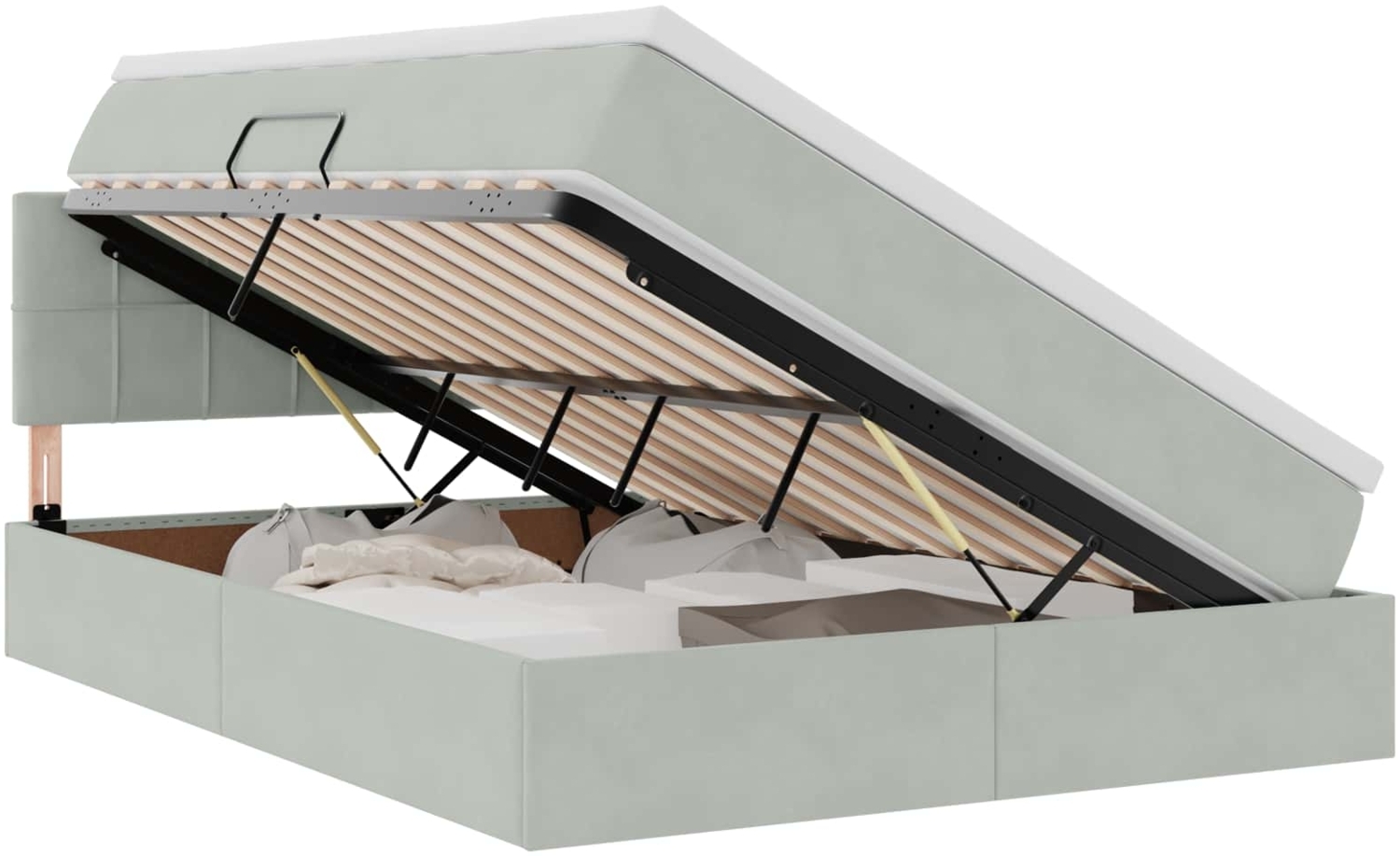 vidaXL Aufbewahrungsbett mit Matratze Hellgrau 140x190 cm Samt 3370755 Bild 1