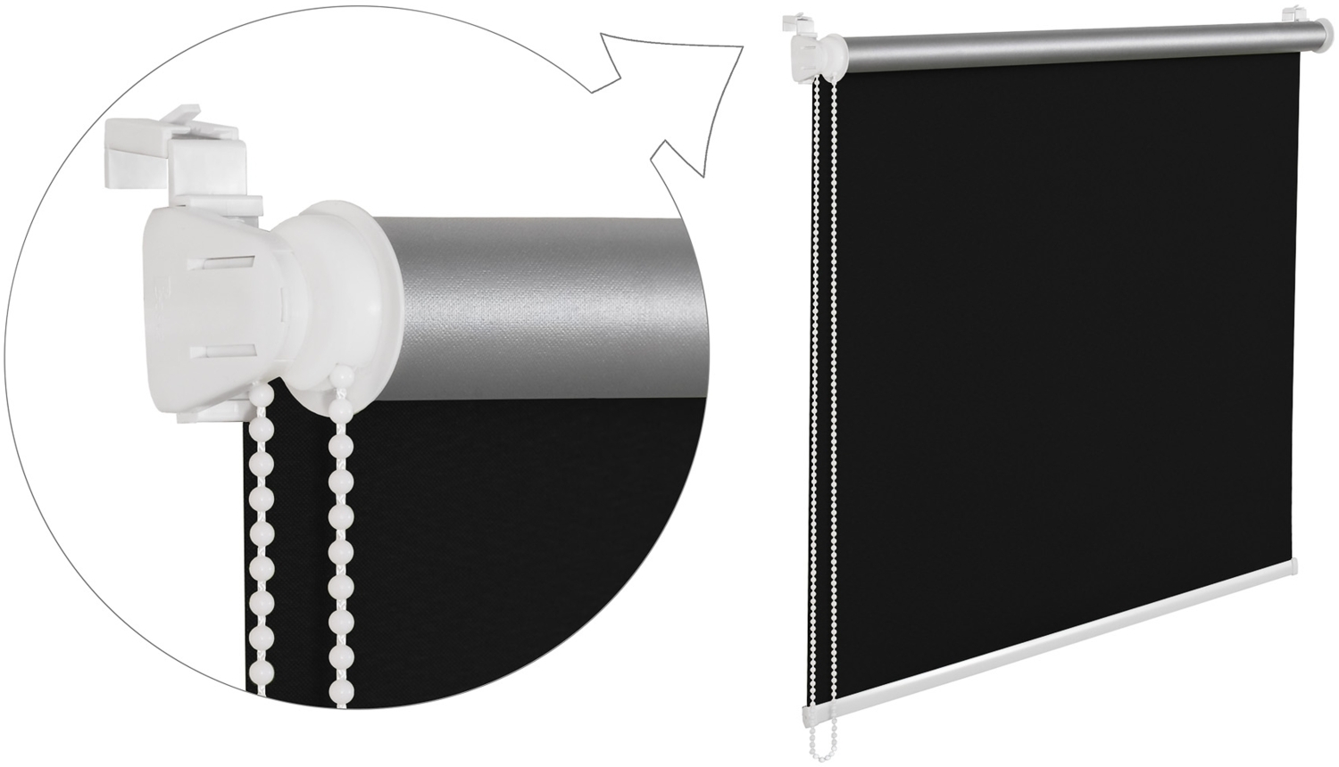 Thermorollo Verdunklungsrollo 100x150 cm schwarz Fensterrollo mit Thermobeschichtung 100% Abdunklun Bild 1