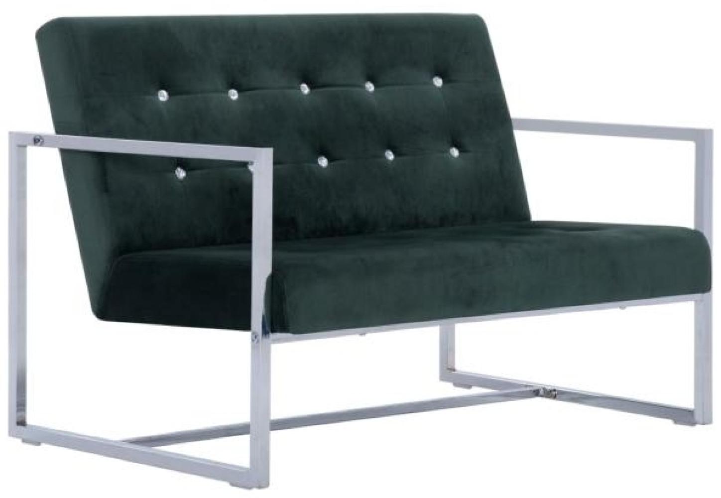 vidaXL 2-Sitzer-Sofa mit Armlehnen Dunkelgrün Chrom und Samt 282164 Bild 1