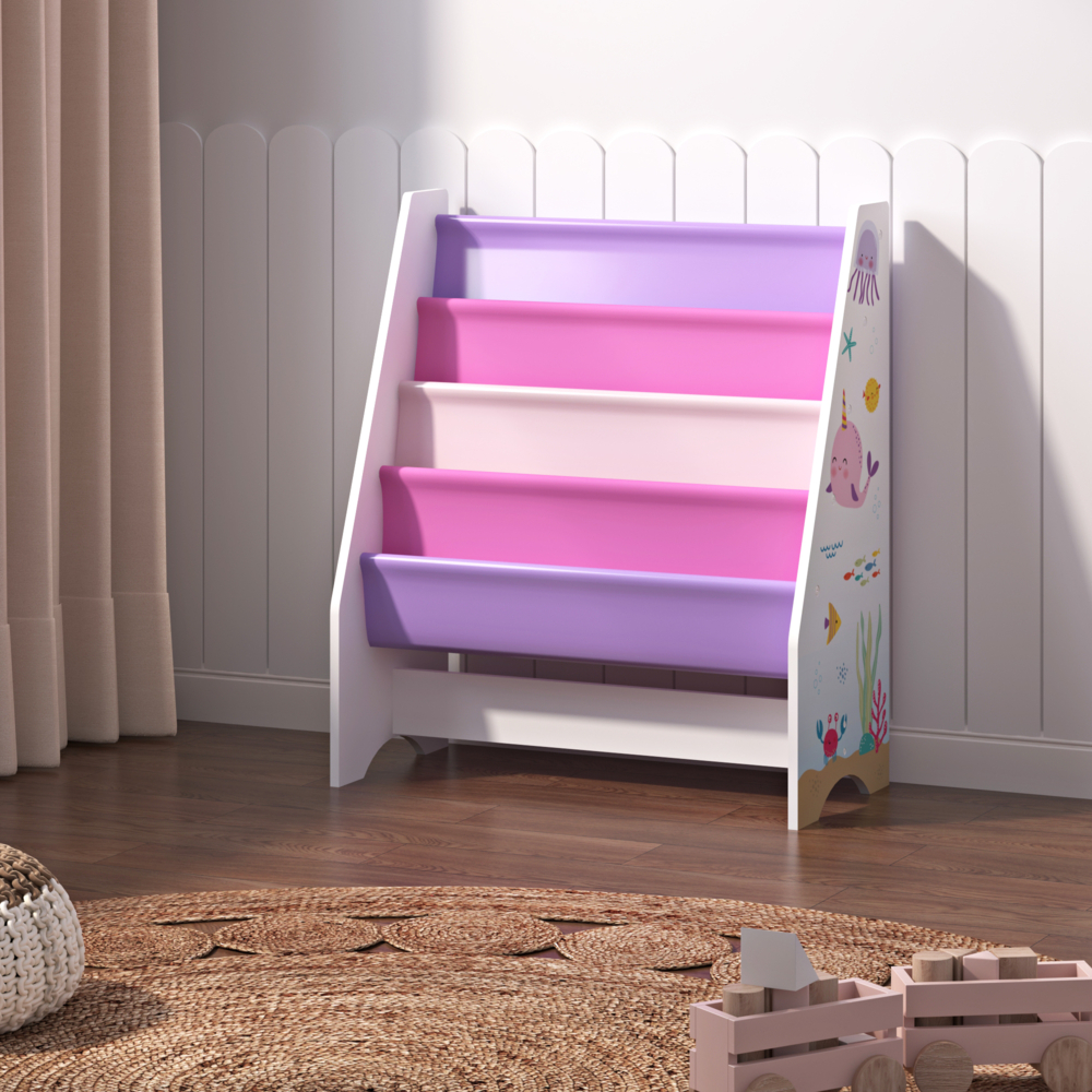 Kinderregal Fisterra Ozean-Motiv Weiß / Lila / Rosa [en. casa] Bild 1