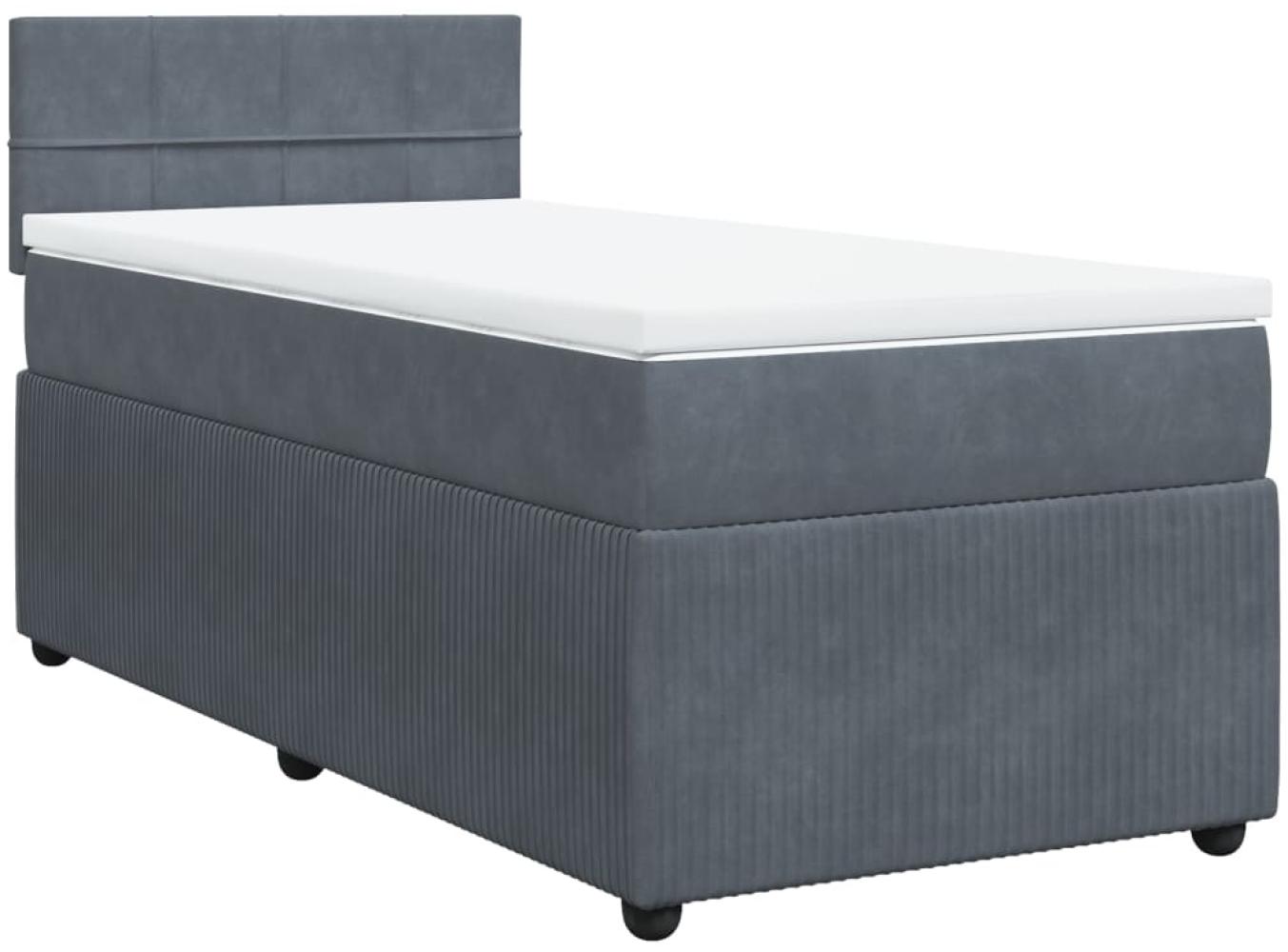 vidaXL Boxspringbett mit Matratze Dunkelgrau 80x200 cm Samt 3287591 Bild 1