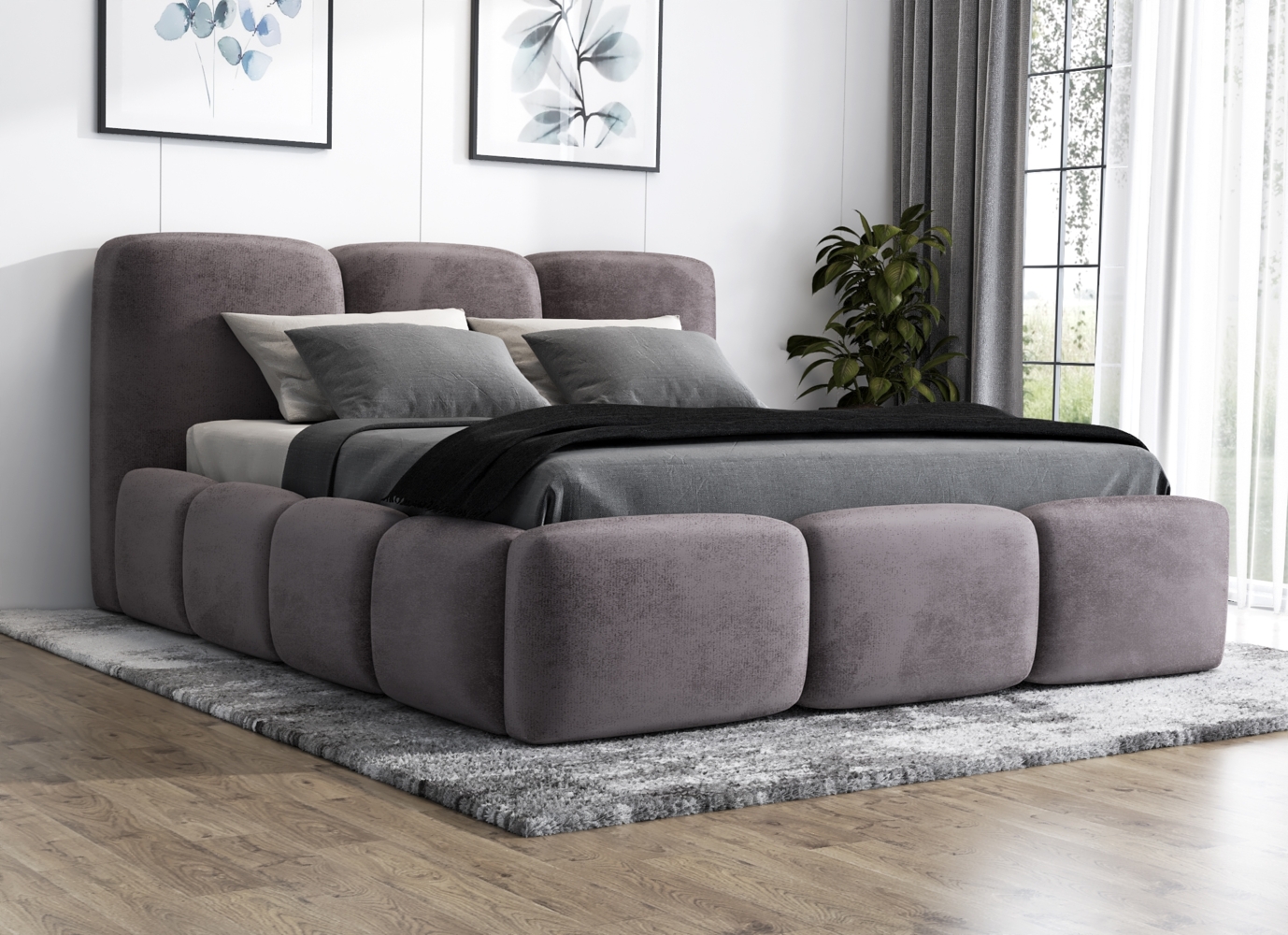 Polsterbett STAR 180x200 mit Matratze, Bettkasten und Lattenrost. Farbe: Grau 16 Bild 1