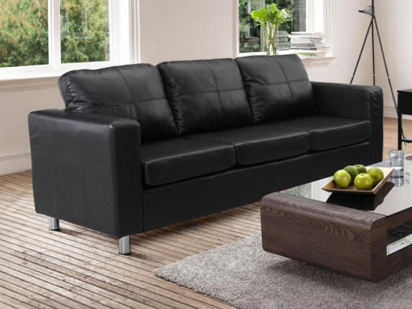 Vente-unique - Sofa 3-Sitzer - Kunstleder - Schwarz - ACKLEY Bild 1