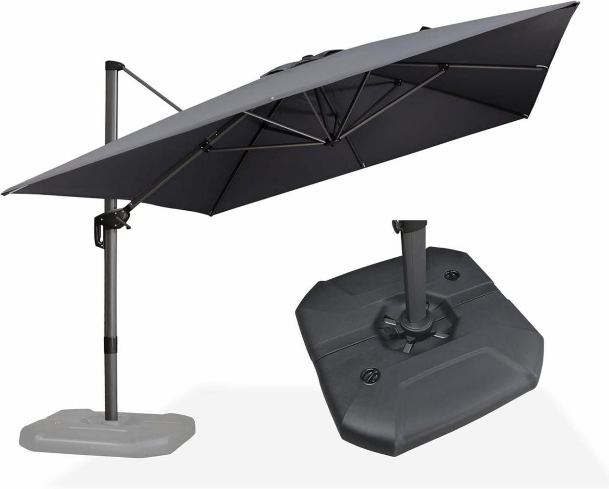 PURPLE LEAF Ampelschirm Rechteck Alu Außenbereich Sonnenschirm mit Schirmständer, LxB: 400,00x300,00 cm, 360°Rotation, Sonnenschutz UV50+, für Garten, Terrasse, Pool, Balkon Bild 1