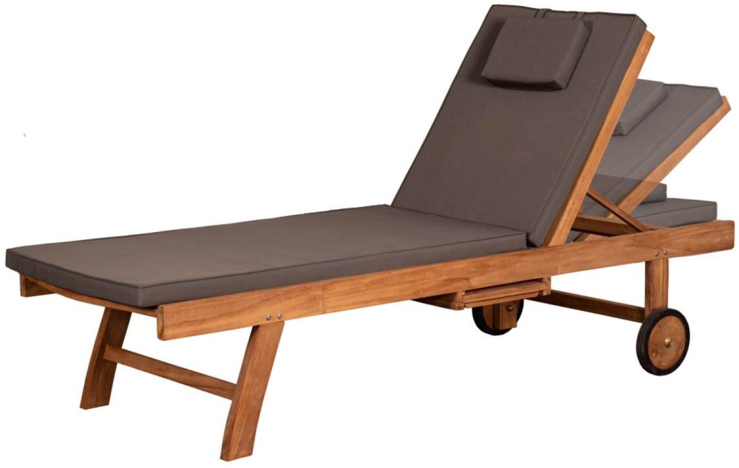 YOURSOL Lounger mit Rädern Woodie, Teak, witterungsbeständig, beidseitig ausziehbarer Tisch, Liege Bild 1