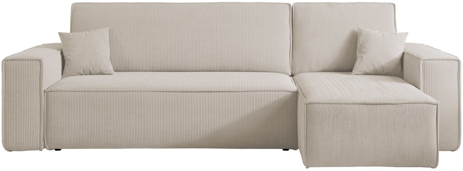 Selsey 'Scarlo L' Ecksofa mit Schlaffunktion, Cordbezug in Hellbeige, 83 x 244 x 145 cm Bild 1