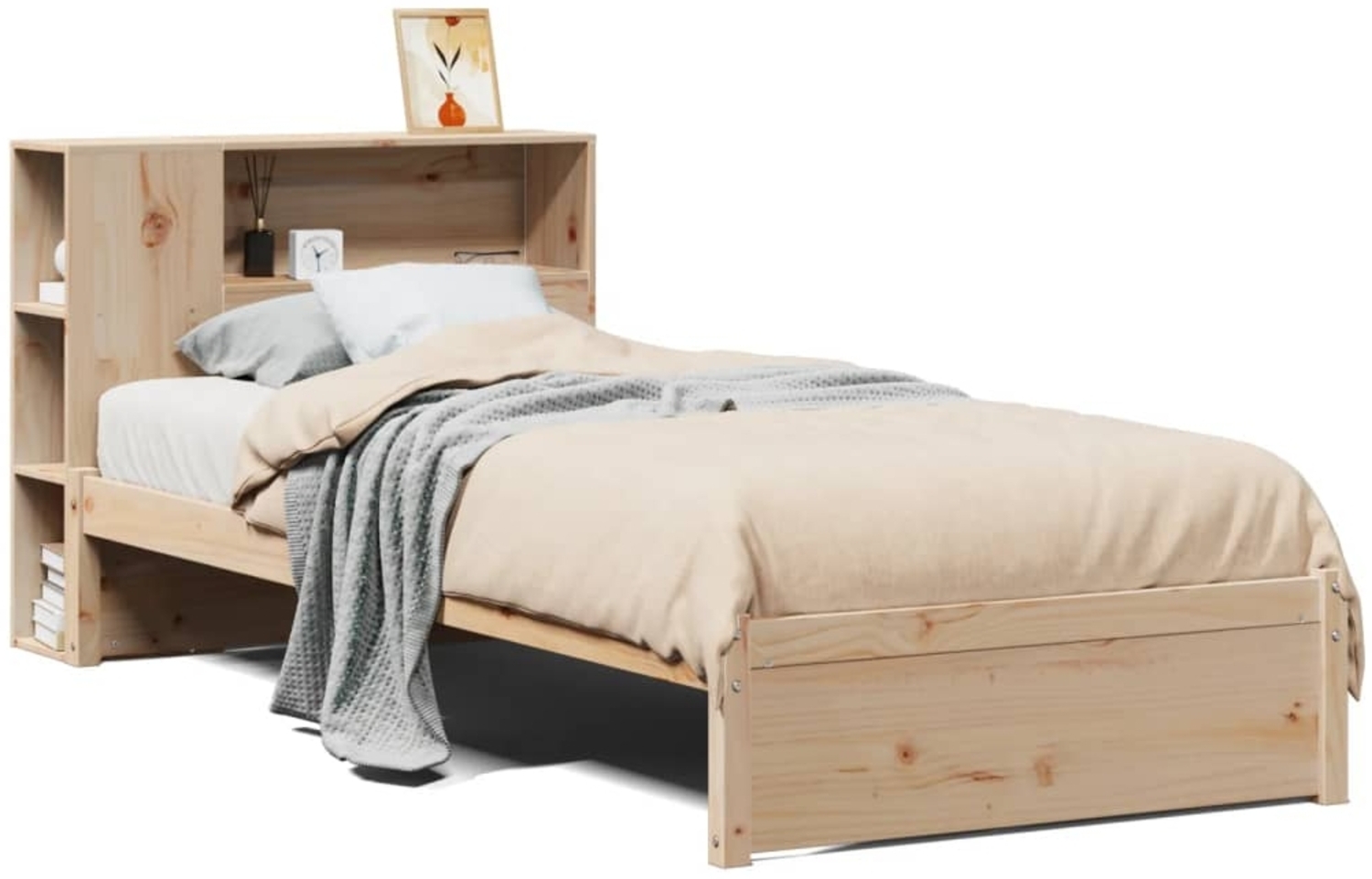 vidaXL Massivholzbett mit Regal ohne Matratze 100x200 cm Kiefernholz 3322375 Bild 1