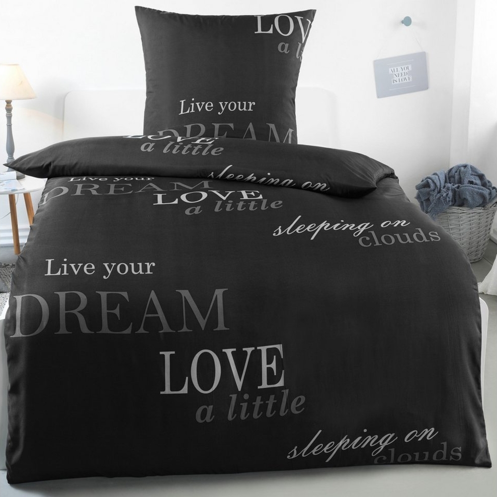 Kuscheli Bettwäsche 135x200 + 80x80 cm atmungsaktiver Bettbezug, moderne Designs, Mikrofaser, 2 teilig, Für Allergiker geeignet, pflegeleicht, angenehm weicher Stoff Bild 1