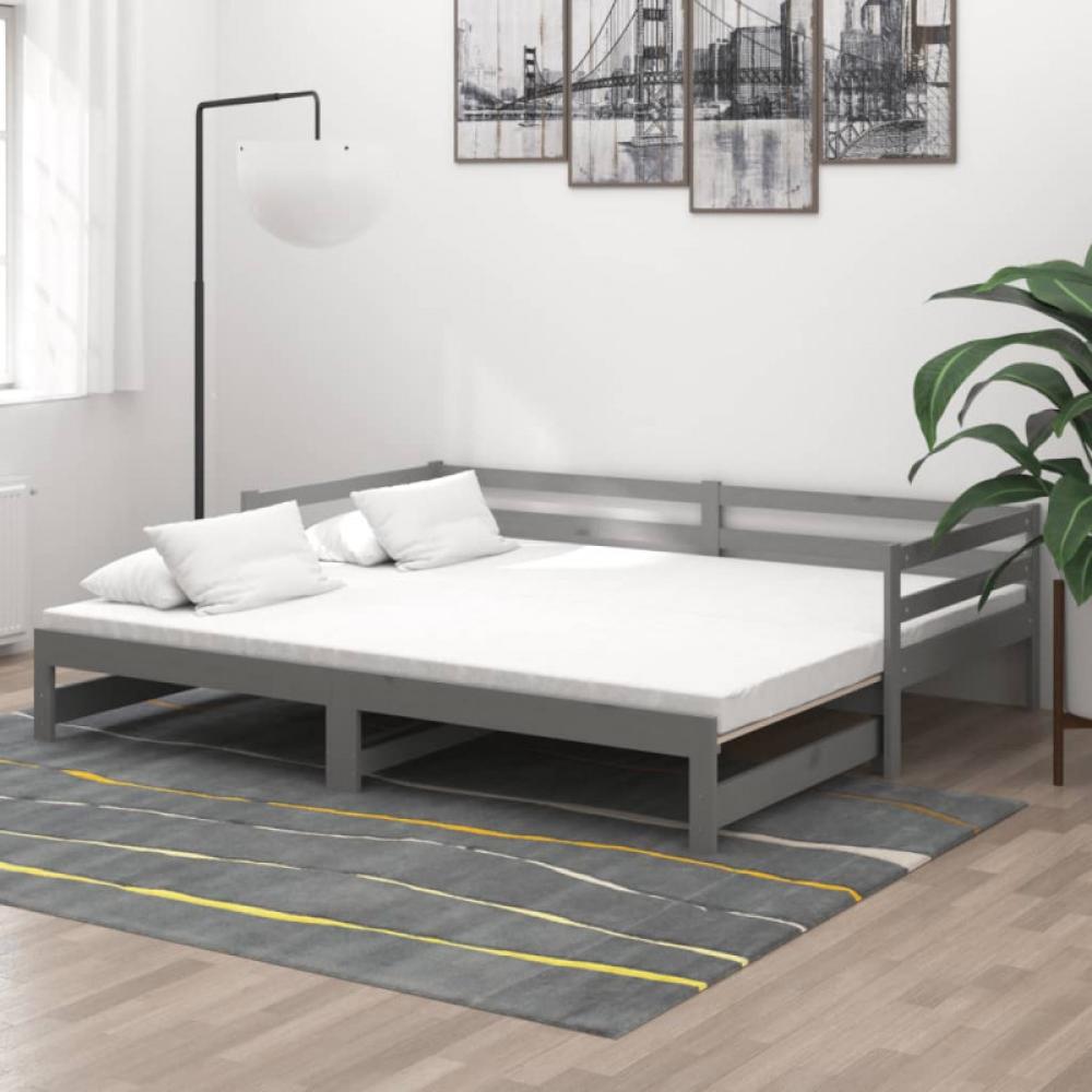 vidaXL Tagesbett Ausziehbar Grau Kiefer Massivholz 2x(90x200) cm [806952] Bild 1