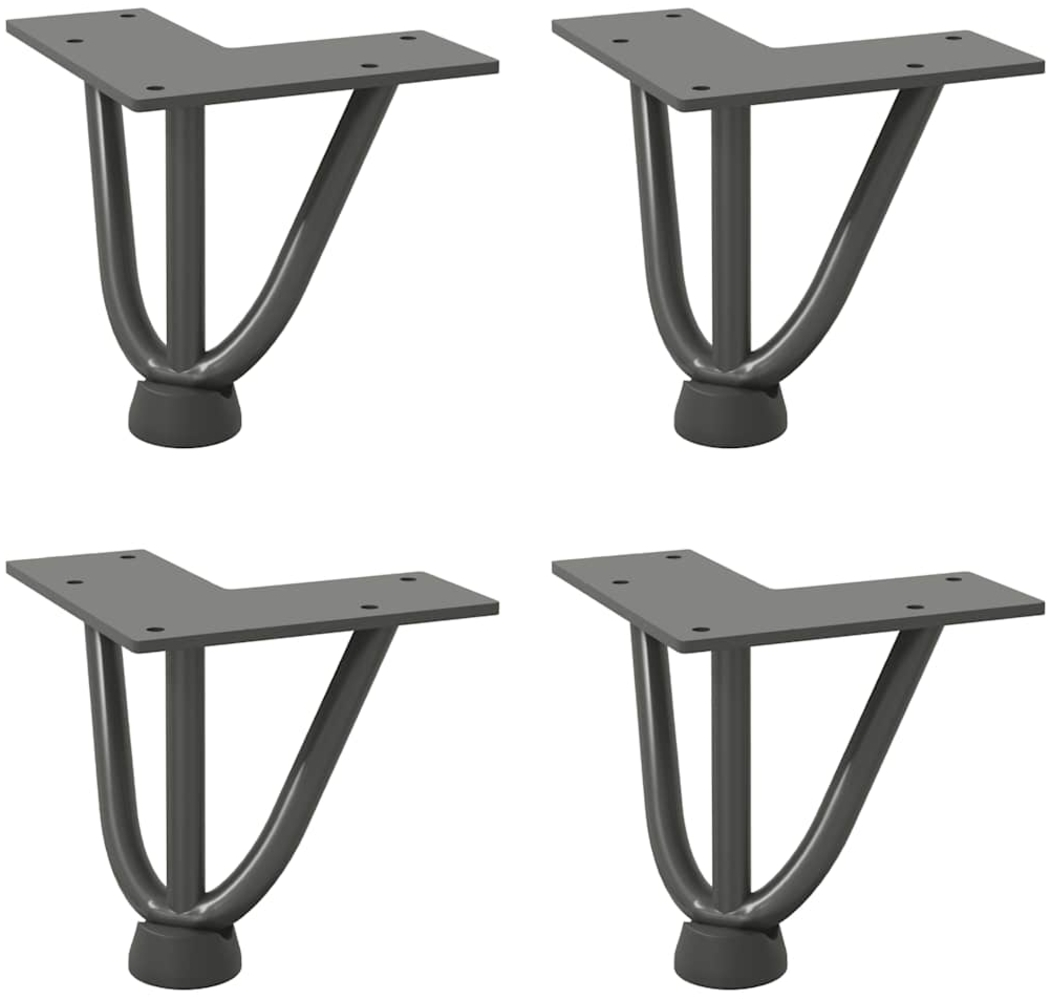 vidaXL Haarnadelbeine für Couchtisch 4 Stk. Anthrazit 10 cm Massivstahl 4012430 Bild 1