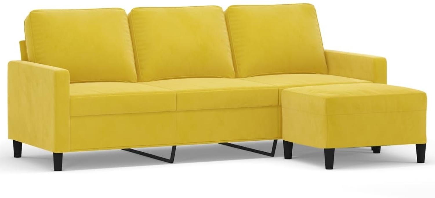 vidaXL 3-Sitzer-Sofa mit Hocker Gelb 180 cm Samt 3201061 Bild 1