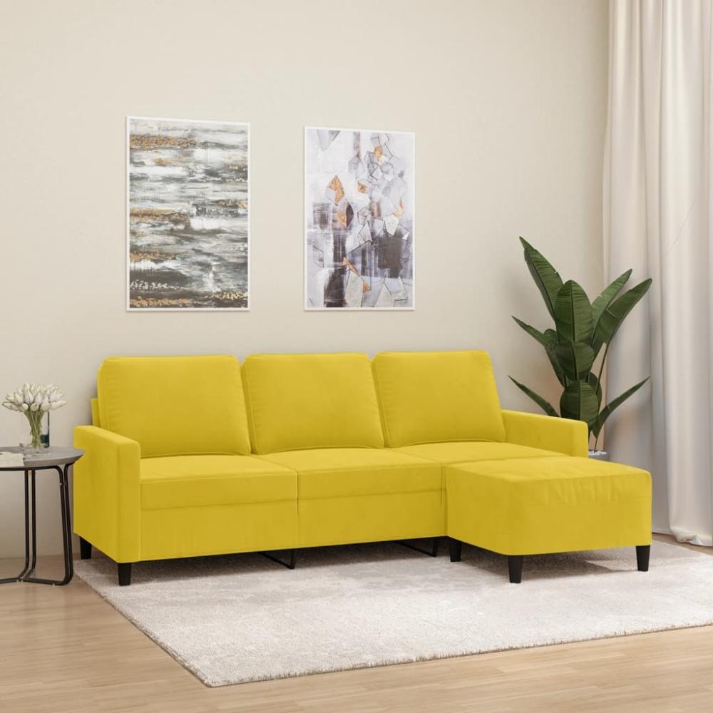 vidaXL 3-Sitzer-Sofa mit Hocker Gelb 180 cm Samt 3201061 Bild 1