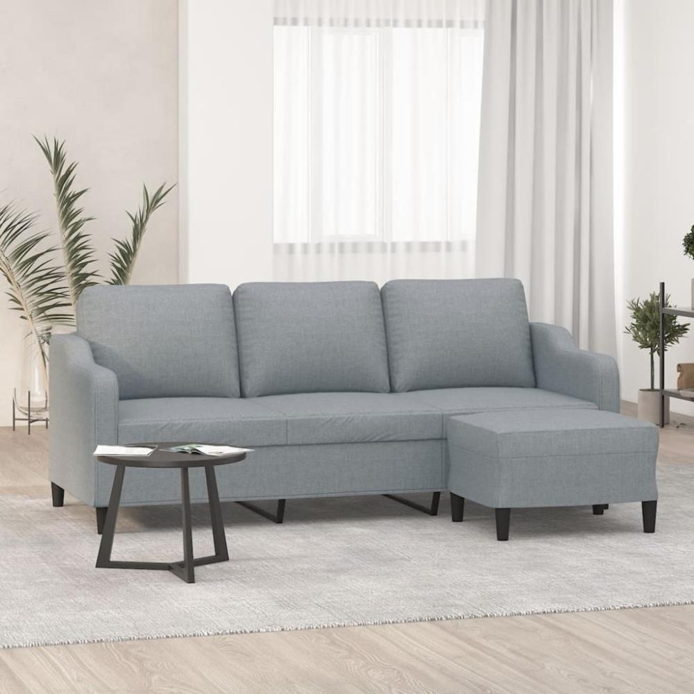 vidaXL 3-Sitzer-Sofa mit Hocker Hellgrau 180 cm Stoff 3201135 Bild 1