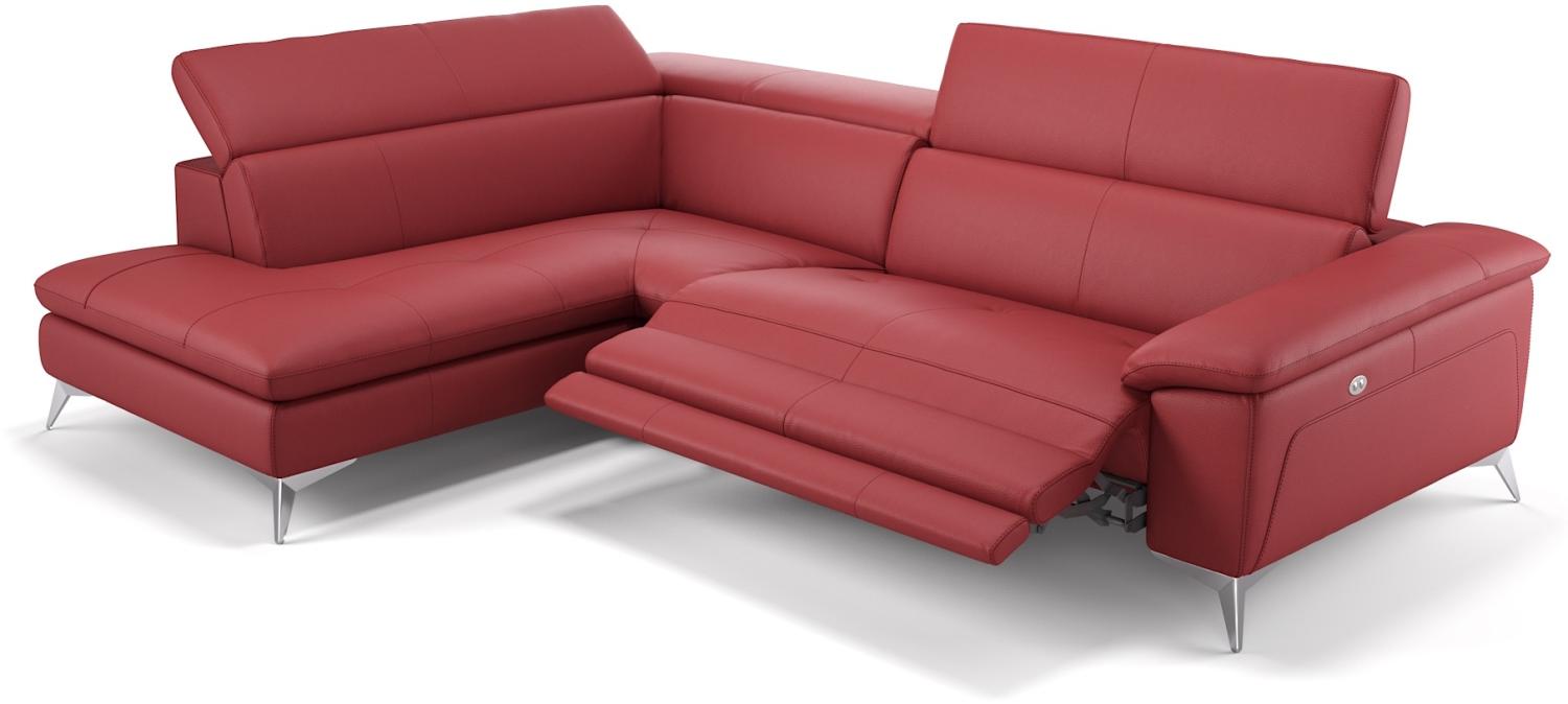 Sofanella Ledercouch STELLA Ledersofa Ecksofa Wohnlandschaft in Rot Bild 1