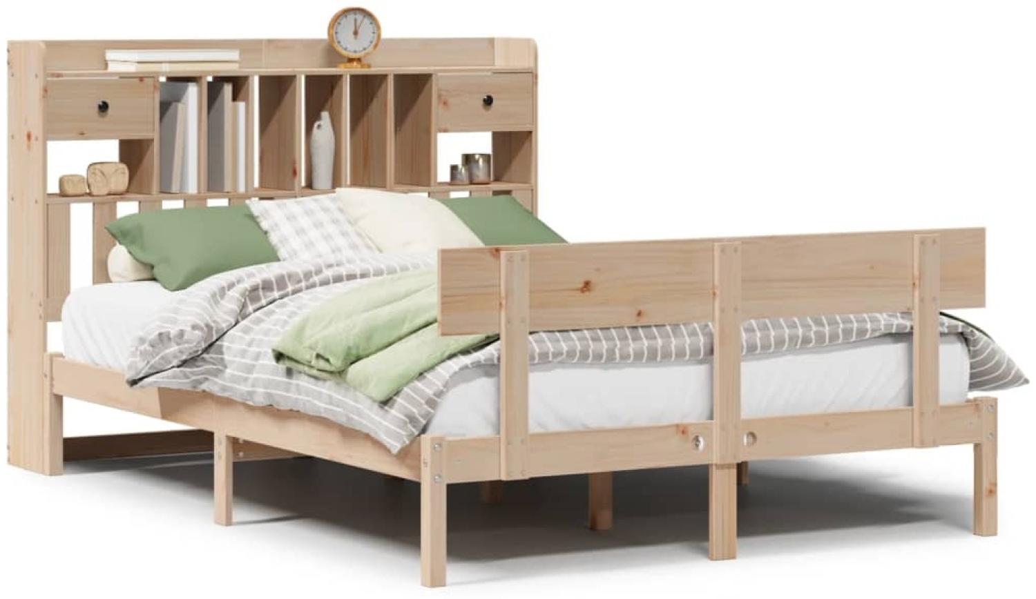 vidaXL Massivholzbett mit Regal ohne Matratze 150x200 cm Kiefernholz 3321836 Bild 1