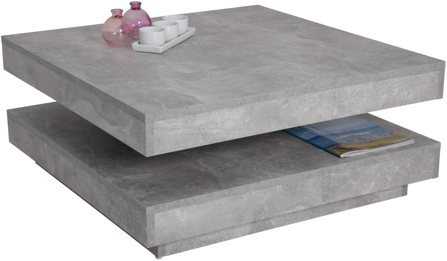 Couchtisch >BEN< in Beton-Optik aus Holzwerkstoff - 78x34x78cm (BxHxT) Bild 1