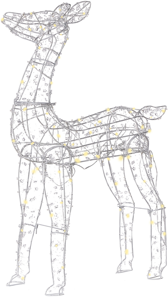 Gartendekoration LED HAFNIR Reh 92 cm Silber Bild 1