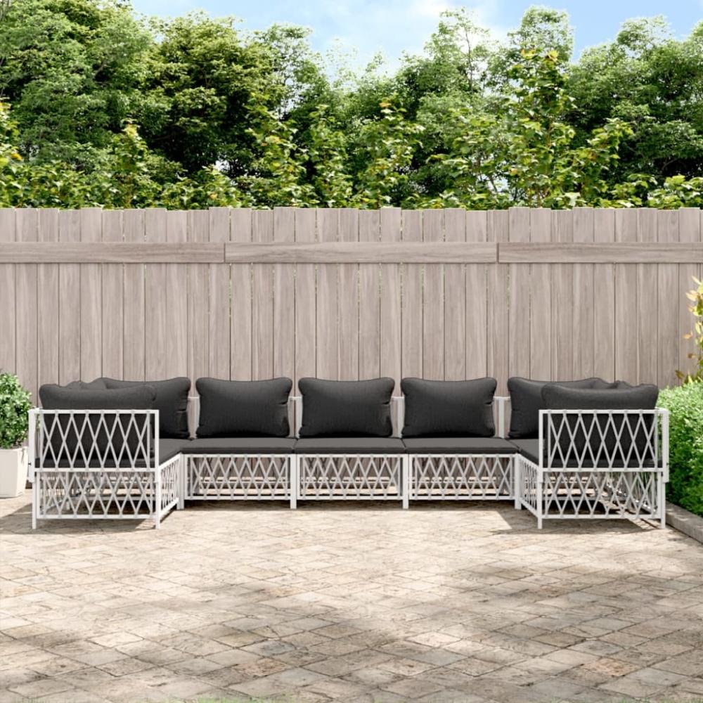 vidaXL 7-tlg. Garten-Lounge-Set mit Kissen Weiß Stahl 3186922 Bild 1