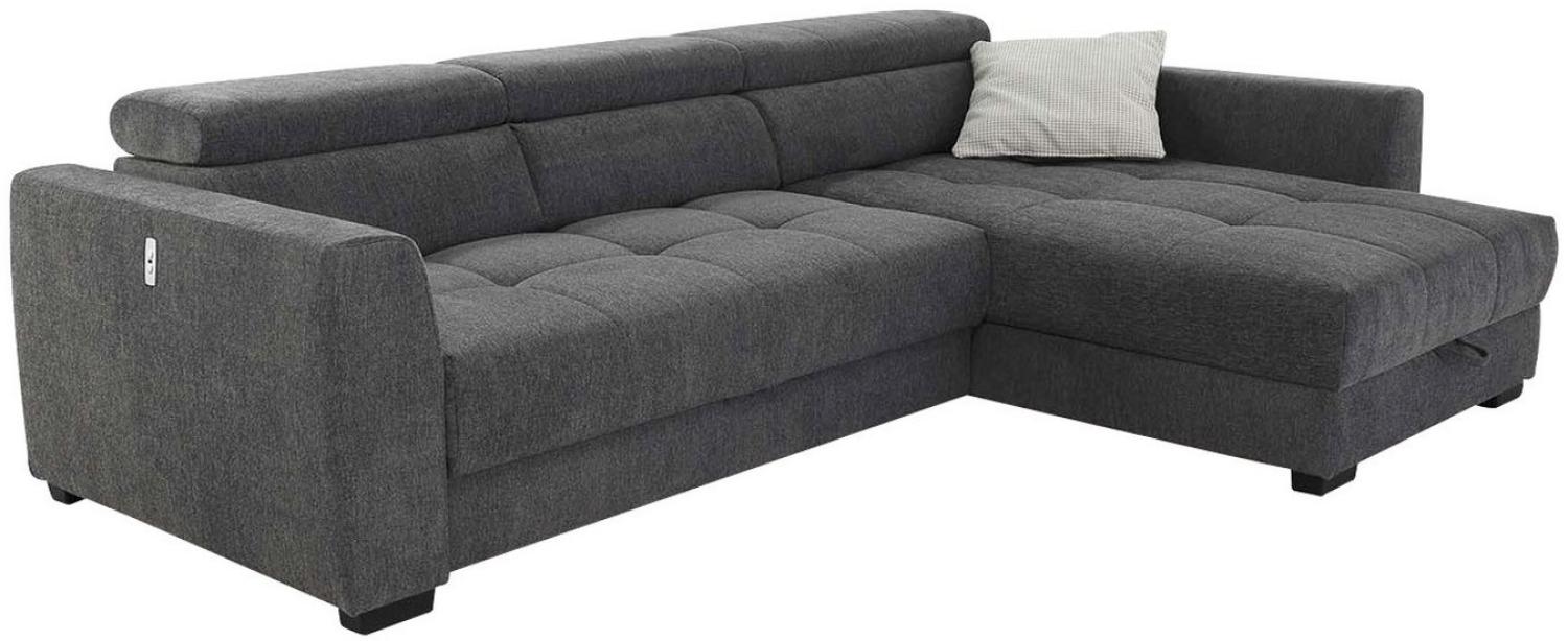 Jockenhöfer Gruppe Ecksofa SAN MARINO, Dunkelgrau, Webstoff, Bettkasten, Sitztiefenverstellung, Kopfteilverstellung, B 300 x T 196 cm Bild 1