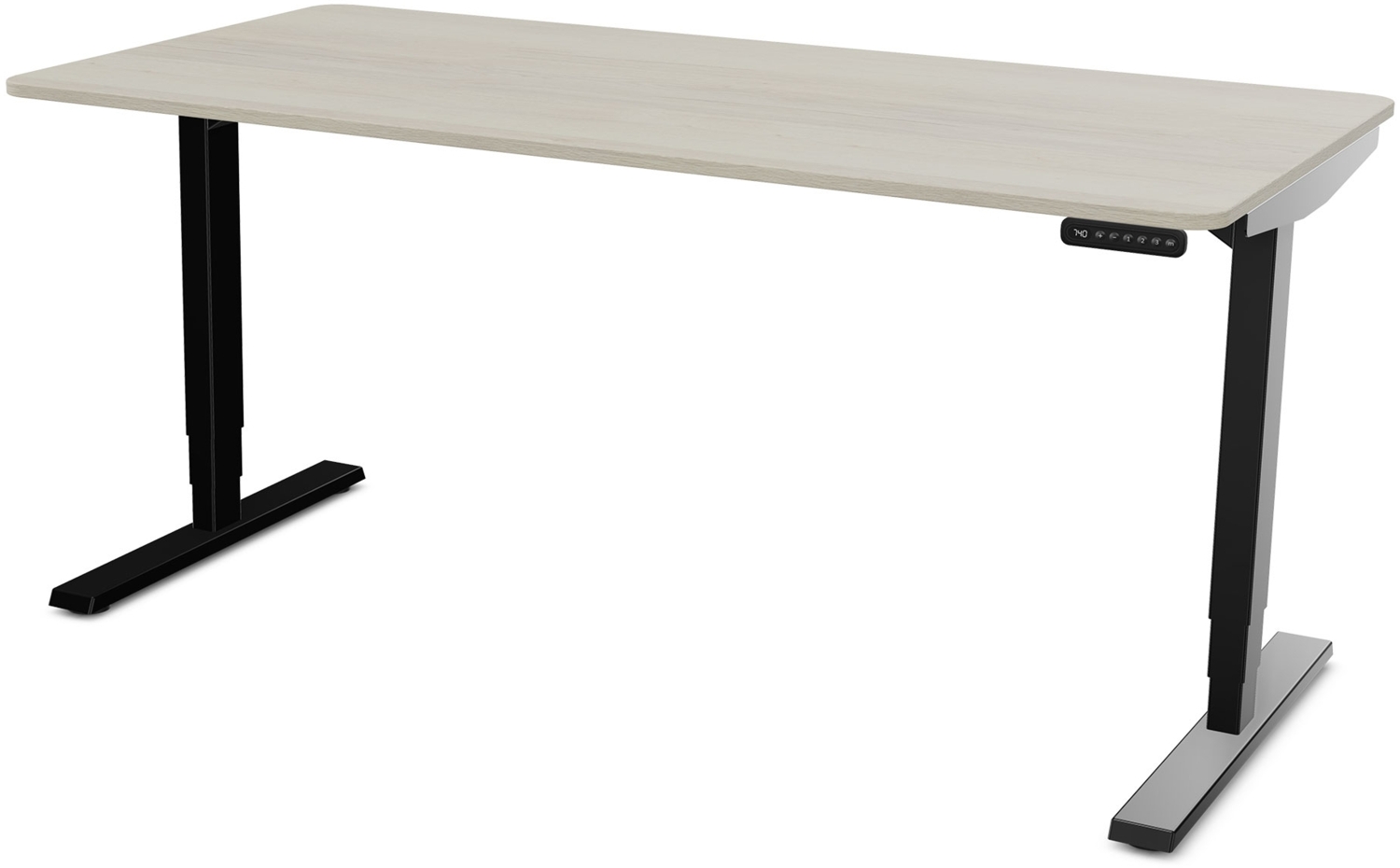 ASSMANN Elektrisch höhenverstellbarer Schreibtisch Y-Line Curved 160x70 cm Eiche Polar Schwarz Metall Holz Bild 1
