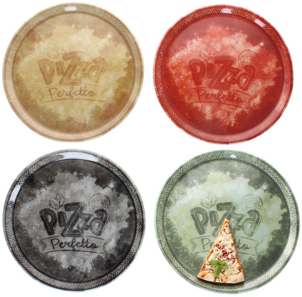 MamboCat Pizzateller 4tlg Set Perfetto Pizzateller Ø 31,5 cm Porzellan Gelb Grün Rot Bild 1