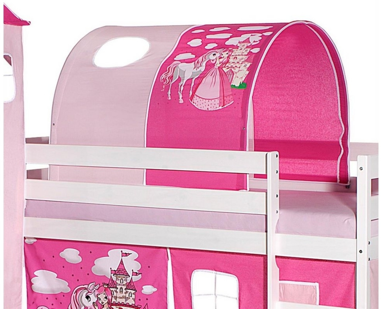 IDIMEX Vorhang PRINZESSIN, Bettunnel für Hochbett Rutschbett Spielbett Kinderbett in pink/rosa PR Bild 1