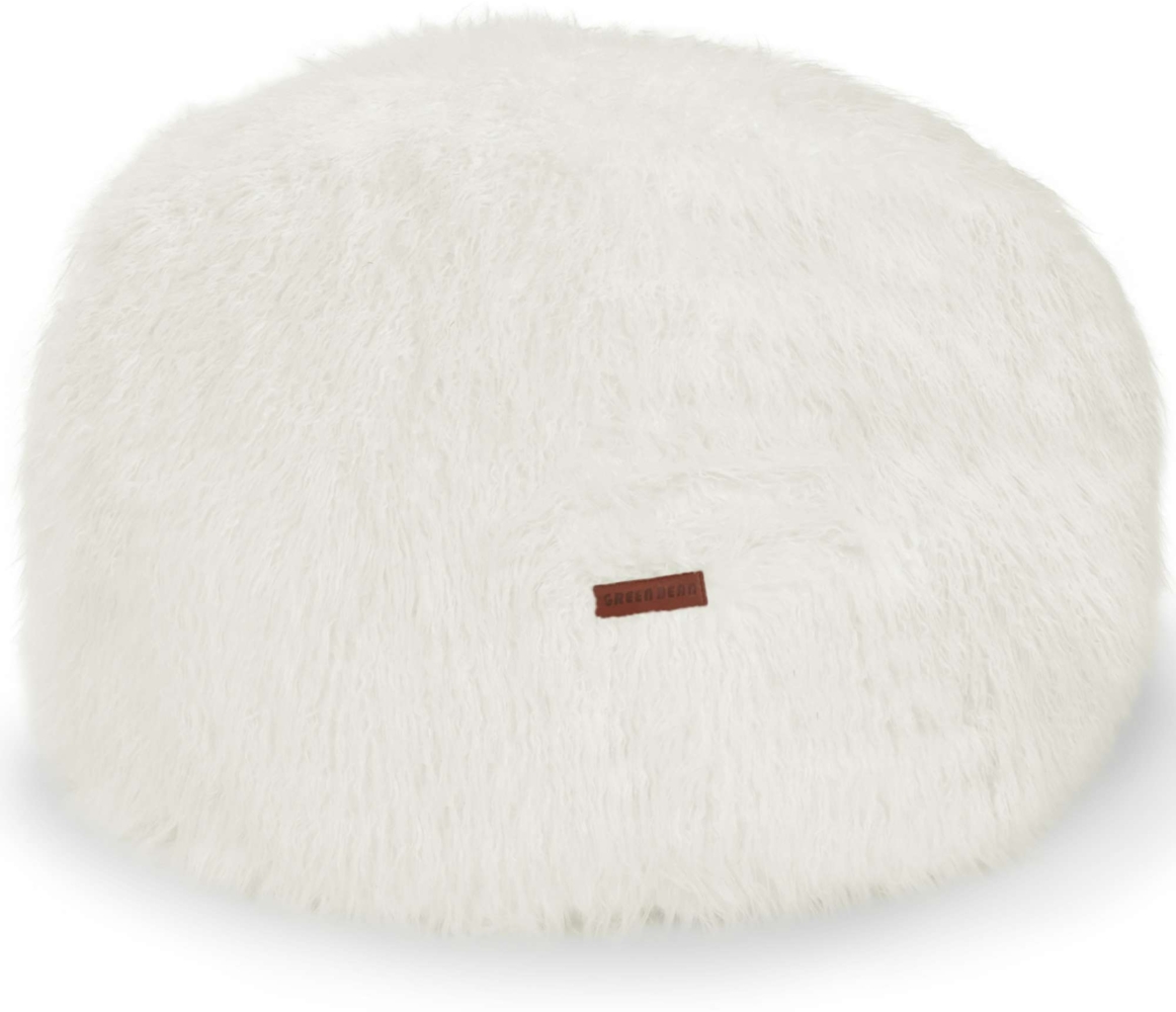 Green Bean® runder Sitzpouf Felloptik in 3 Farben - Sitzhocker mit Füllung - Maße 45 x 25 cm - perfekte Ergänzung zum Sitzsack - Sitzwürfel Sitzkissen Hocker Sitzhocker Creme Bild 1