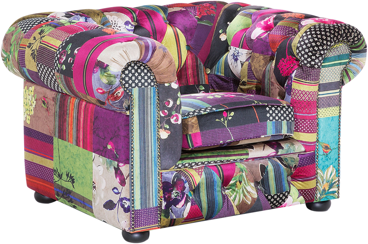 Sessel Polsterbezug Patchwork violett CHESTERFIELD Bild 1