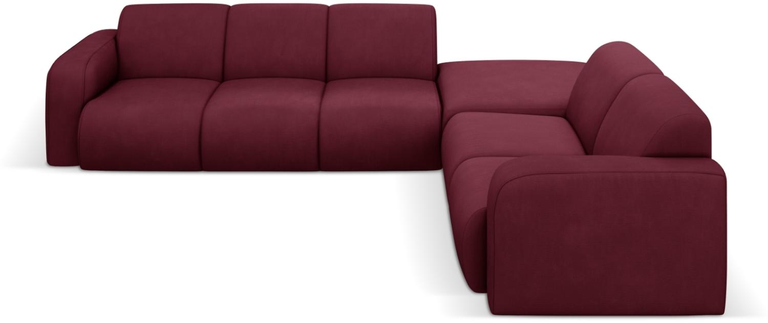 Micadoni Boucle Ecksofa Molino 6-Sitzer Rechts Strukturierter Stoff Bordeaux Bild 1