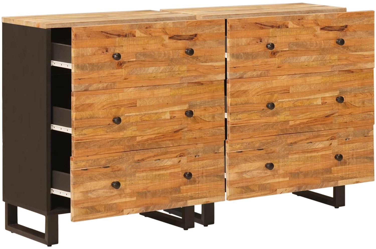 vidaXL Sideboard 2 pcs Braun 60 x 33 x 75 cm Massivholz Mango 3310100 Bild 1